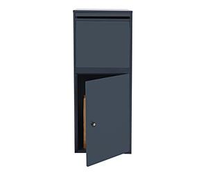 Wiltec parcel box, anthracite, 410 x 385 x 720 mm, home parcel box, private parcel collection suitable for parcels and small packages, free-standing steel letterbox