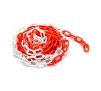 Wiltec Plastic Chain 5 m Red and White Polypropylene Barrier Chain Ø 6 mm, Ideal for Indoor and Outdoor Use, Safety Barrier for Construction Sites, Car Parks, Event Locations and Other Zones