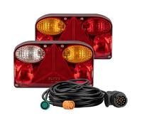WilTec Rear Light Set for Trailers 12 V, Trailer Lights with 5 Functions, 5m Cable, 13-Pin Plug, Durable & Weatherproof Design, E-mark Certified for Road Safety