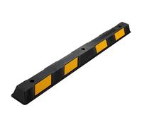 Wiltec Rubber Wheel Stop 165 x 16 x 10 cm, Parking Space Barriers with Yellow Reflective Strips & Parking Blocks Come with Screw Grooves