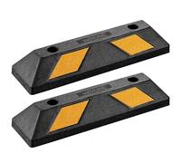 Wiltec Rubber Wheel Stop 55 x 15 x 10 cm, X2 Parking Space Barriers with Yellow Reflective Strips & Parking Blocks Come with Screw Grooves