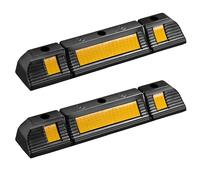 Wiltec Rubber Wheel Stop 60 x 12 x 8 cm, X2 Parking Space Barriers with Yellow Reflective Strips & Parking Blocks Come with Screw Grooves
