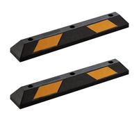 Wiltec Rubber Wheel Stop 90 x 15 x 10 cm, X2 Parking Space Barriers with Yellow Reflective Strips & Parking Blocks Come with Screw Grooves