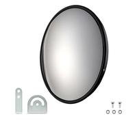 Wiltec Safety Mirror 30 cm, Black, Round Security Mirror with 130° View, Convex Design for Indoor Areas