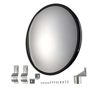 Wiltec Safety Mirror 80 cm, Black, Round Security Mirror with 160° View, Convex Design for Indoor Areas