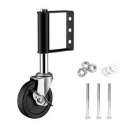 Wiltec Spring Loaded Gate Wheel 100 mm max. 100 kg Load Capacity, Single Castor with Brake, Powder-Coating, Rubber Wheel