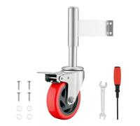Wiltec Spring Loaded Gate Wheel 125 mm max. 150 kg Load Capacity, Single Castor with Brake, Galvanised Steel, Plastic Wheel