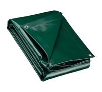 Wiltec Tarpaulin 4 x 8 m Dark Green Waterproof Heavy Duty Cover 650 g/m² Multipurpose Sheet for Covering Larger Items Like Furniture, Pools or Boats, Tear Resistant Tarp with Reinforced Eyelets