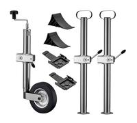 WilTec Trailer Security Set with 10pcs. incl. Support Wheel, Wheel Chocks, etc. for max. 362kg Weight