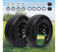 Wiltire 11x4.00-5 Tubeless Tyre and Wheel (Pack of 2), Universal Tyre 11x4-5 Solid Smooth for Lawn Tractors with Rim, 3.4" Centered Hub and 3/4" and 5/8 Bushings