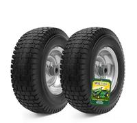 Wiltire 13x5.00-6 Flat Free Tire and Wheel Assemblies (2 Pack),13 x 5 x 6 Solid Rubbe Tires and Wheel for Riding Lawn Mower - With 3/4" Bushings (Extra 5/8" Bushings) and 3" Centered Hub (Gray)