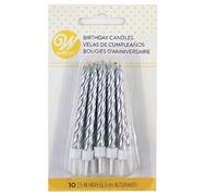 Wilton 10 Pack Candles, Silver Metallic
