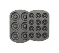 Wilton 2-Piece Donut Pan Set, 6-Cavity Mini & 12-Cavity Standard, Nonstick & Scratch-Resistant, Carbon Steel Construction, Silver
