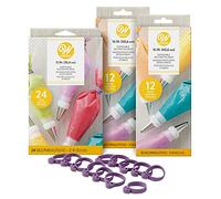Wilton 2109-8435 Piping, 12in, 16in, Disposable Decorating, 12 Icing Bag Ties, 4 Pieces Set, Assorted