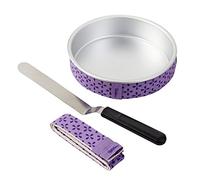 Wilton 2109-8441, 8in Tin, Bake Even Strips, 13in Angled Pallet Knife, Beginner Set, Layered Cakes, Metal, Assorted