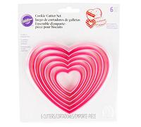 Wilton 2304-115 Heart Biscuit/Cookie Cutter Set, Nesting, Valentines, Plastic, Pink, 6 Pieces
