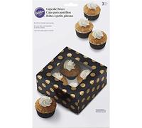 Wilton Black with Gold Dots Cupcake Boxes, Multicoloured, Pack of 3