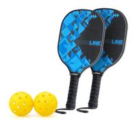 Baseline | Pickleball Complete Set, Premium Wooden 2 Pickleball Paddles, Ball, and Net Set, Outdoor Garden Wooden Toys