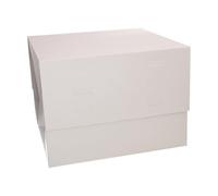 Wilton Cake Box Adjustable Height - Square Cardboard Cake Box with Lid for Transporting Wedding and Tiered Cakes - 25.5 x 25.5 cm - Height 25-33 cm