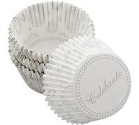 Wilton Celebrate White and Silver Paper Cupcake Liners, 75-Count