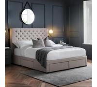 Wilton Deep Button Storage Bed - Grey Fabric - Sizes Available
