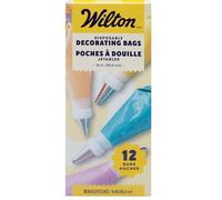 Wilton Disposable Piping Decorating Icing Bags, 40.6cm (16in), Pack of 12 | Strong Disposable Piping Bags, Flexible Plastic, Convenient Dispenser Box