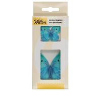 Wilton Edible Wafer Decorations Butterflies Omre Blue: Edible Wafer Paper Decorations for Cakes, Cupcakes and Desserts, Ready-to-Use Edible Cake Toppers - Set-8
