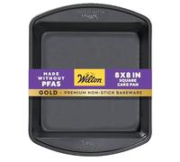 Wilton Gold Non-Stick 8 x 8 Inch Square Brownie Cake Pan, Stainless Steel Bakeware, Made Without PFAS, Packaging Can Vary