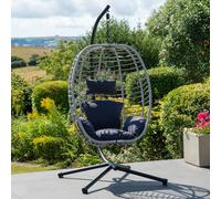 Wilton Hanging Swing Single Egg Pod Chair - Dark Grey