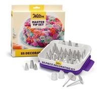 Wilton 2104-0240 Master Cake Decorating Piping Tips Set, 55 Pieces, Silver, 5x21,5x20 cm