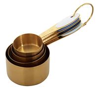 Wilton Measuring Cups Stainless Steel Gold Set/4: Measuring Cups with Silicone Handles for Baking, Cooking, and Portioning - Set of 4