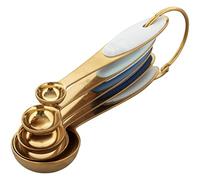 Wilton Measuring Spoons Stainless Steel Gold Set/5: Measuring Spoons with Silicone Handles for Baking, Cooking, and Portioning - Set of 5