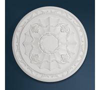 Wilton Plaster - Wcp-06 - Large Leaf & Scroll Plaster Ceiling Rose - White - 500mm / 19.5In Diameter