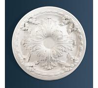 Wilton Plaster - Wcp64 - Small Ribbon And Leaf Plaster Ceiling Rose - White - 395mm / 15.5In Diameter