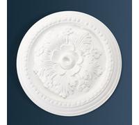 Wilton Plaster - Wcp87 - Small Flower, Bead & Leaf Plaster Ceiling Rose - White - 285mm / 11.0In Diameter