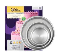 Wilton Round Cake Baking Tins Set, Aluminium, 3 Piece Set with 8in, 6in and 4in Cake Tins