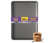 Wilton Silver Non-Stick Baking Sheet, Made Without PFAS, 15.25 x 10.25 in. | Non-Stick Steel Bakeware, Dishwasher Safe with 5-Year Limited Warranty, Perfect for Cookies, Roasting & Sheet Pan Meals
