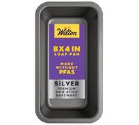 Wilton Silver Non Stick Loaf Pan, Bread and Meatloaf Pan, Made without PFAS, Durable Steel, Even Heating, 8 x 4 Inch