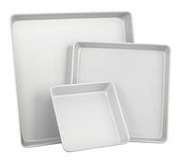 Wilton Square Cake Baking Tins Set, Performance Tins, 3 Pieces, 8, 12 and 16in Cake Tins