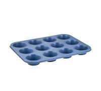 Wiltshire Colour Rush 12 Cup Muffin Tray, Marine Blue, PFOA PTFE Free, Cupcake Mould, Non-Stick Coating, Rectangular Coated Baking Tin, Sheet Steel Bakeware, Carbon Steel, 7x3cm Cup Size