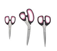 Wiltshire General Purpose Kitchen Scissors Set of 3, Stainless Steel Cutting Blades for Home Sewing, Office and Art Supplies, Safe, Sharp, Easy-Grip Handles, Black and Chateau Rose