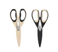 Wiltshire Kitchen Shears Set of 2, Sharp, Scissors with Easy-Grip Handles for Everyday Use, Safe Household Cutting Tools for Food Prep, or Office use, Black and Biscotti