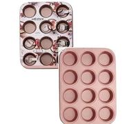 Wiltshire Rose Gold Muffin Pan - 12-Cup Non-Stick Baking Tray, Dishwasher Safe for Easy Cleanup