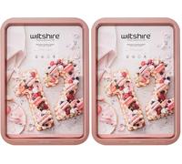 Wiltshire Rose Gold Rectangular Cookie Sheet, PFOA PTFE Free, Robust Baking Tray, Brownie Tray, Non-Stick Coating, Sheet Steel Bakeware, 43x29x1.8cm (Pack of 2)