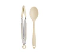 Wiltshire Silicone Mini Kitchen Tongs & Serving Spoon, Set of 2, Cooking Spoon & Serving Tongs, Salad BBQ Tongs Stainless Steel, Heat-Resistant Utensil, Non-Stick, Non-Scratch, Biscotti