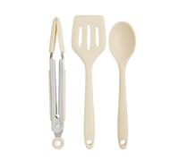 Wiltshire Silicone Mini Kitchen Tongs, Serving Spoon & Turner Set of 3, Cooking Spoon Serving Tongs & Spatula, Salad Tongs Stainless Steel, Heat-Resistant Utensil, Non-Stick, Non-Scratch, Biscotti