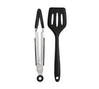 Wiltshire Silicone Mini Kitchen Tongs & Turner, Set of 2, Midnight Black