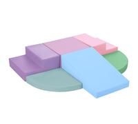 Wilwolfer Kids Soft Play Set Indoor: 6 PCS PU Leather Baby Soft Play Equipments Motor Skill Development - Toddlers Foam Blocks for Climbing and Crawling Double Ladder Set