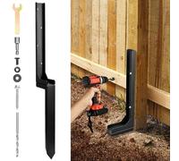 WIMART Rotten Leaning Fence Post Repair Kit Adjustable Angle Quick Easy Fix Widen, Heavy Duty Steel Fence Post Anchor Ground Spike for Repair Tilted, Broken Wood Fence Post (Black - Set 1)