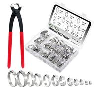 WiMas 150PCS 304 Stainless Steel 6-33.1mm Single Ear Hose Clips, Hose Clamp Set, Cinch Clamp Rings Hose Clips with Pliers (12 Sizes)